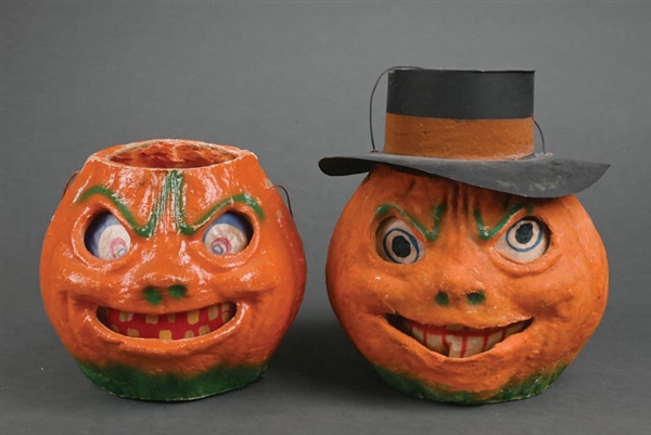 LOT OF 2: PAPIER-MÂCHÉ PUMPKINS