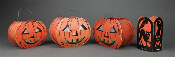 LOT OF 4: PAPER HALLOWEEN LANTERNS