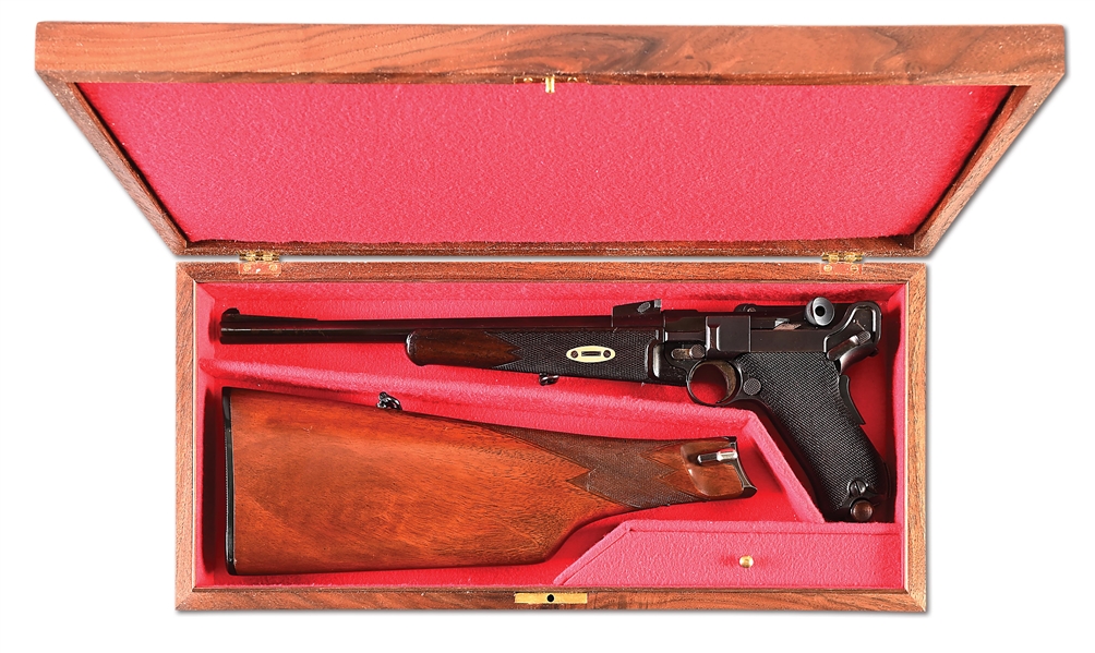 (C) DWM 1902 LUGER CARBINE .30 CARBINE SEMI-AUTOMATIC PISTOL WITH STOCK AND CASE.
