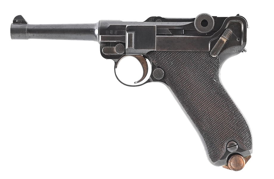 (C) DWM P.08 LUGER 9MM SEMI-AUTOMATIC PISTOL WITH HOLSTER AND CAPTURE PAPERS.