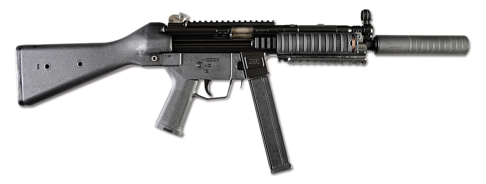 (N) QUALIFIED MANUFACTURING HK MACHINE GUN SEAR IN 3 POSITION TRIGGER PACK IN DAKOTA TACTICAL D54/10 HOST GUN W/ SILENCER (FULLY TRANSFERABLE) (SILENCER).
