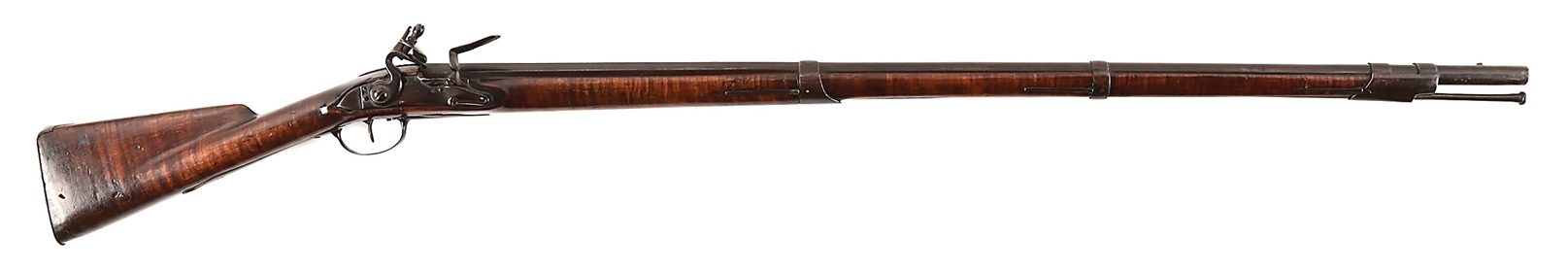 (A) AMERICAN TIGER MAPLE STOCKED FRENCH MODEL 1728 FLINTLOCK REVOLUTIONARY WAR MUSKET.