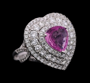18K WHITE GOLD PINK SAPPHIRE & DIAMOND RING