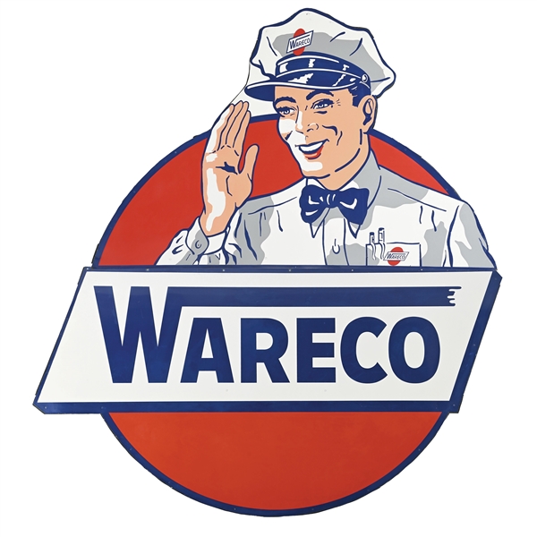 N.O.S. WARECO SERVICE STATION FIGURAL TIN 8 BILLBOARD SIGN