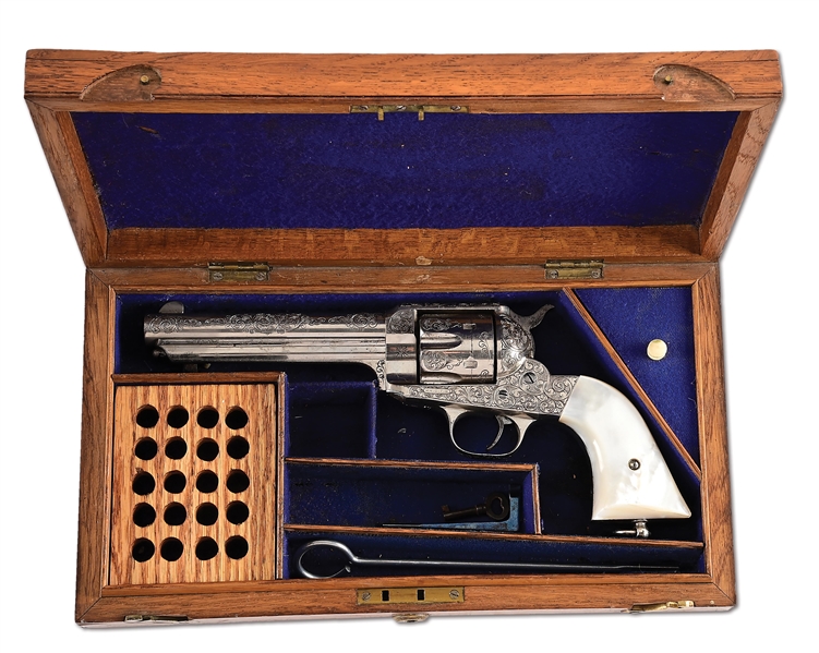 (A) ENGRAVED REMINGTON 1890 .44 WCF SINGLE ACTION REVOLVER IN CASE.