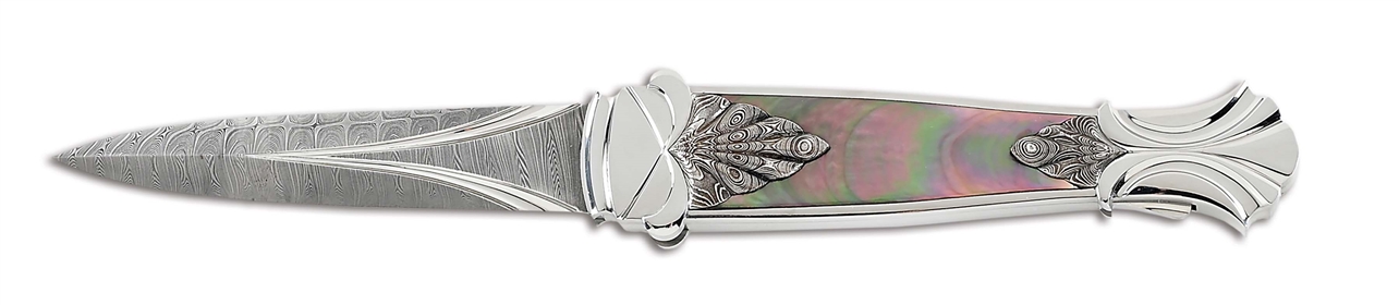 WOLFGANG LOERCHNER CUSTOM BLACK LIP TAHITIAN PEARL LOCKBACK DAGGER.