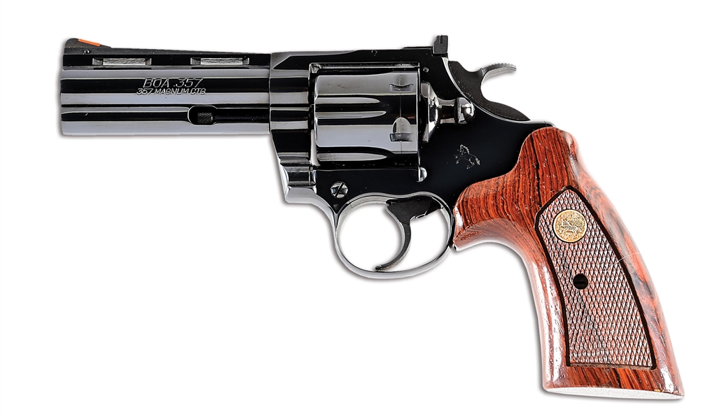 (M) OUTSTANDING AND RARE COLT BOA .357 MAGNUM DOUBLE ACTION REVOLVER WITH ORIGINAL BOX AND PAPERWORK.