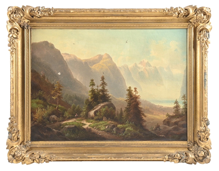 ANTIQUE LANDSCAPE OIL ON CANVAS PAINTING