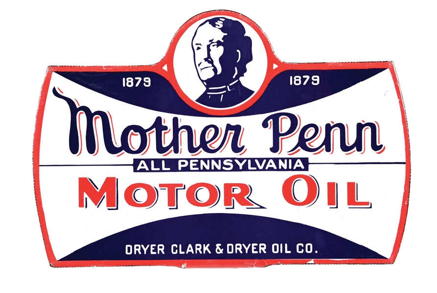 MOTHER PENN MOTOR OIL PORCELAIN LUBSTER PADDLE SIGN