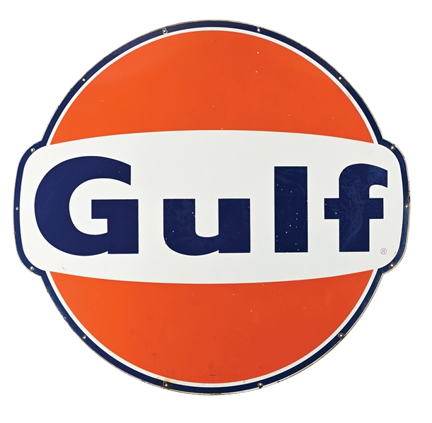 Lot Detail - GULF GASOLINE PORCELAIN SERVICE STATION SIGN
