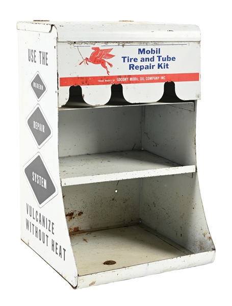 MOBIL TIRE AND TUBE REPAIR KIT METAL COUNTERTOP DISPLAY