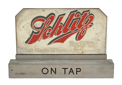 SCHLITZ BREWING CO. MIRRORED REVERSE GLASS LIGHT-UP SIGN 