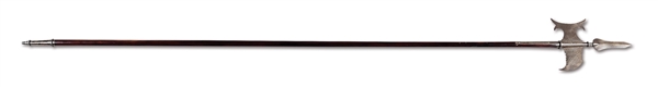 18TH CENTURY BRITISH SERGEANTS HALBERD WITH ORIGINAL HAFT. 