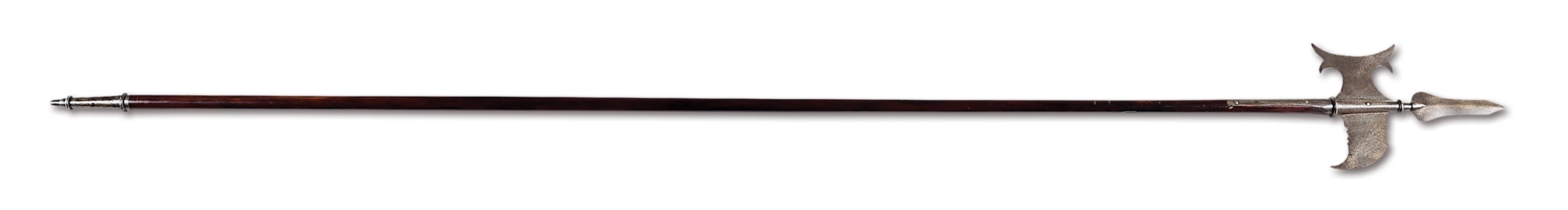 18TH CENTURY BRITISH SERGEANTS HALBERD WITH ORIGINAL HAFT. 