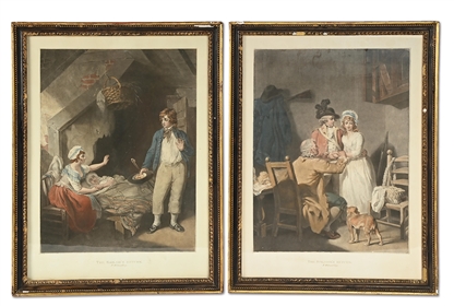 RETURNING HOME AT THE CLOSE OF THE REVOLUTIONARY WAR. 2 PRINTS.