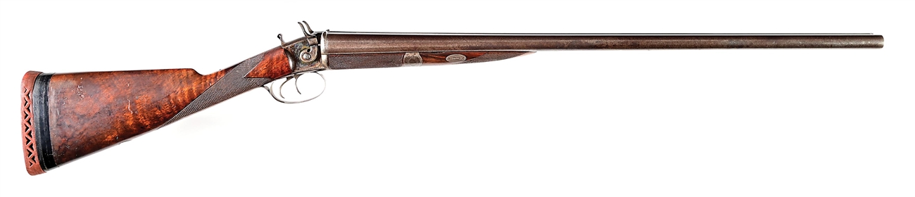(A) EXTREMELY RARE DAN WESSON FIRE ARMS COMPANY 12 GAUGE SIDE BY SIDE HAMMER SHOTGUN.