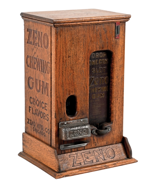 1¢ WOODEN ZENO CHEWING GUM VENDING MACHINE