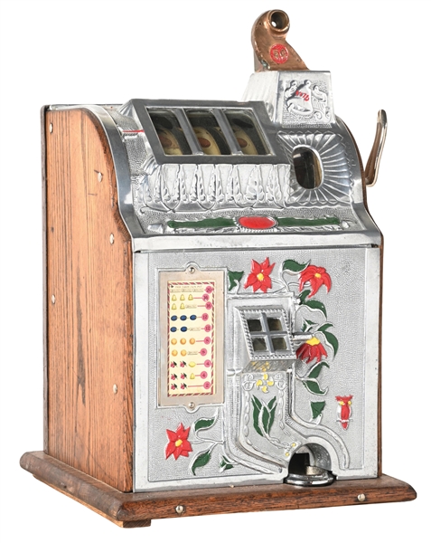 5¢ MILLS NOVELTY CO. POINSETTIA JACKPOT SLOT MACHINE