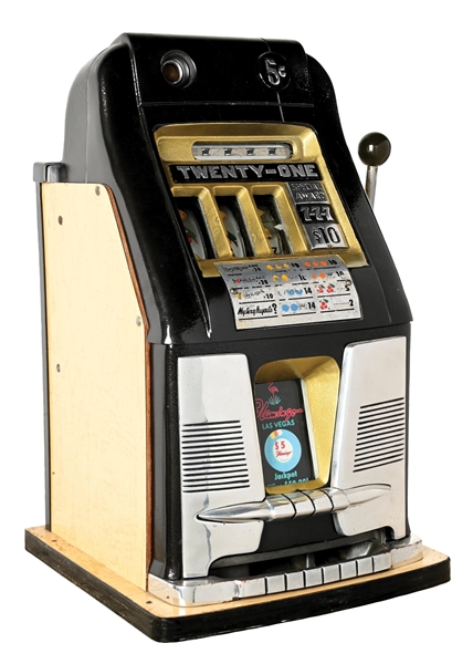 5¢ MILLS NOVELTY CO. TWENTY-ONE HIGH TOP SLOT MACHINE