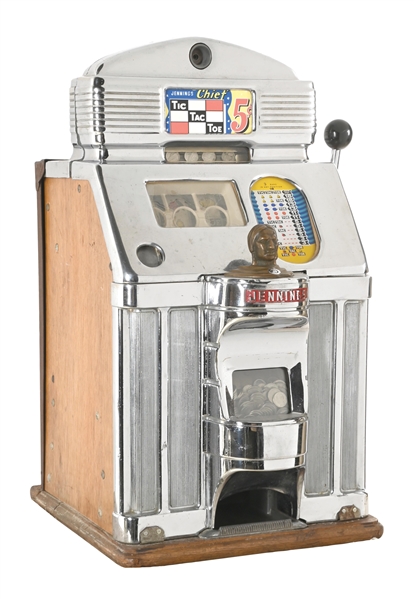 5¢ JENNINGS CHIEF TIC-TAC-TOE SLOT MACHINE 