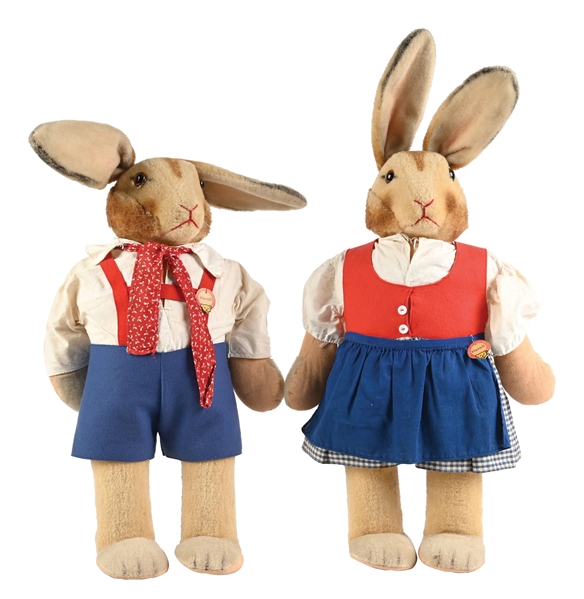 STEIFF HANSEL & GRETEL MOHAIR RABBITS PAIR