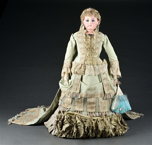 SPECTACULAR ALL-ORIGINAL JUMEAU FRENCH FASHION DOLL WITH COSTUME ATTRIBUTED TO CHRISTIAN DIOR