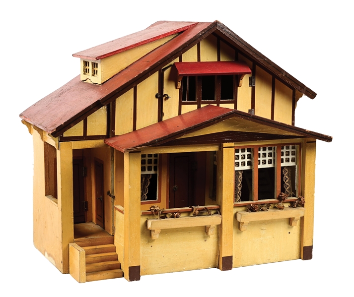 PRE-WAR COUNTRY HOME WOODEN DOLLHOUSE
