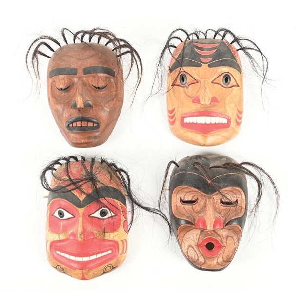 LOT OF 4: NORTHWEST-STYLE WOODEN MASKS