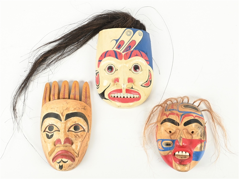 LOT OF 3: NORTHWEST-STYLE WOODEN MASKS
