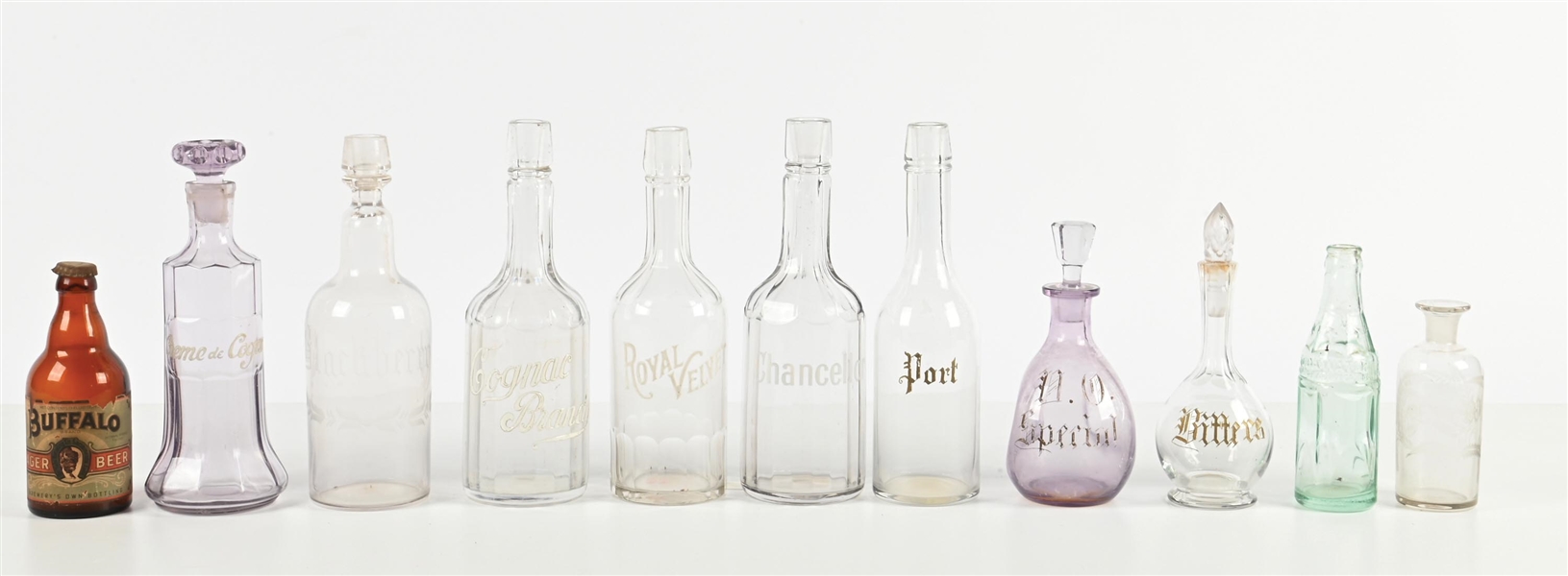 LOT OF (11) PRE PROHIBITION LIQUOR BAR BACK GLASS BOTTLES