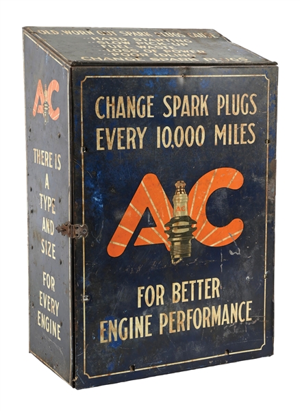 AC SPARK PLUGS TIN STORE DISPLAY CABINET W/ PRODUCT