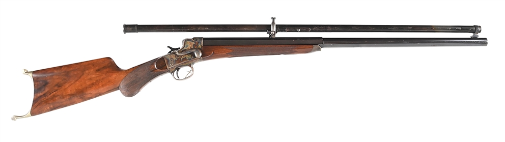 (A) REMINGTON HEPBURN NO. 3 .38-50 FALLING BLOCK RIFLE WITH PERIOD SCOPE.