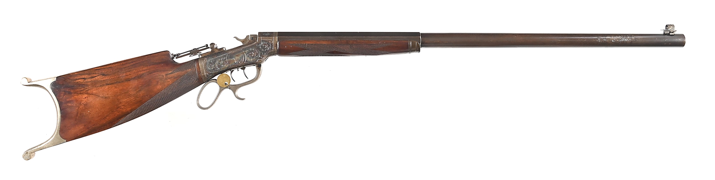 (A) RARE ULRICH ENGRAVED MARLIN BALLARD NO 6 SCHUETZEN HEAVY BARREL TARGET RIFLE IN .38-55