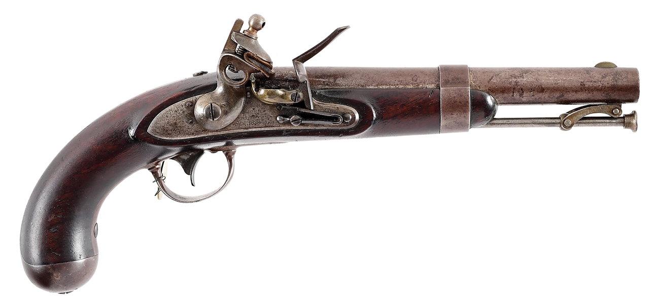 (A) ROBERT JOHNSON US MODEL 1836 FLINTLOCK PISTOL.