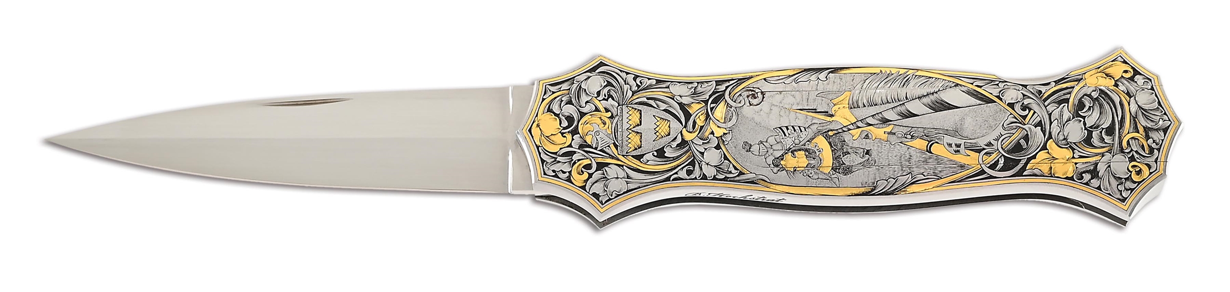 JOE KIOUS CUSTOM DOUBLE POCKET LOCKET LOCKBACK FOLDER ENGRAVED BY BRIAN HOCHSTRAT.