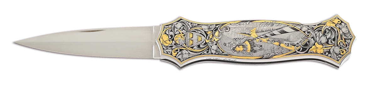 JOE KIOUS CUSTOM DOUBLE POCKET LOCKET LOCKBACK FOLDER ENGRAVED BY BRIAN HOCHSTRAT.