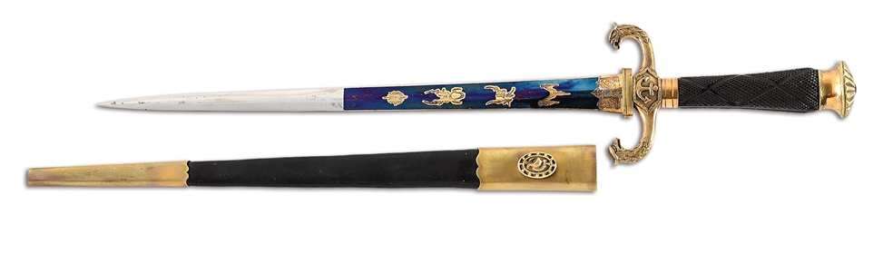FINE FRENCH NAPOLEONIC NAVAL DAGGER WITH SCABBARD.