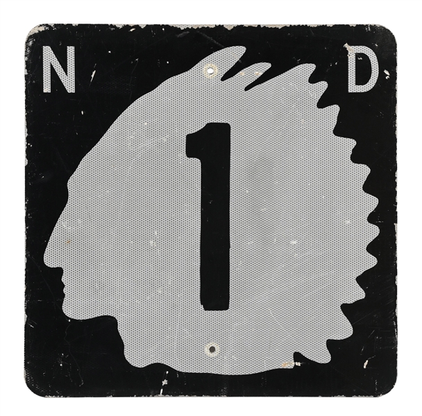 NORTH DAKOTA HIGHWAY 1 METAL REFLECTIVE ROAD SIGN WITH INDIAN HEAD GRAPHIC