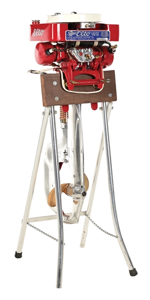 RESTORED EVINRUDE SUPER ELTO LIGHT TWIN MOTOR OUTBOARD ENGINE NO. J46736