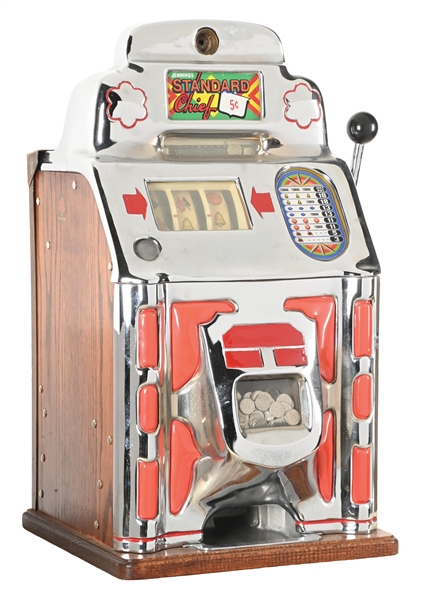 5¢ JENNINGS STANDARD CHIEF CHINESE FRONT LIGHT UP SLOT MACHINE