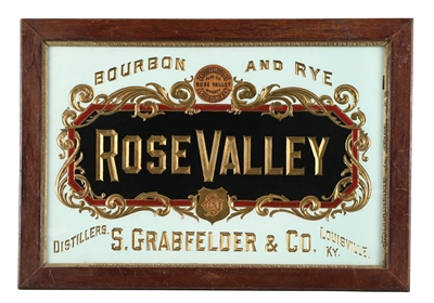 GRABFELDER & CO. ROSE VALLEY BOURBON & RYE GLASS SIGN