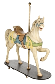 WOODEN CARVED CAROUSEL HORSE ATTRIBUTED TO GUSTAV DENTZEL
