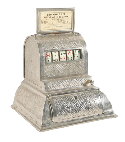 1¢ TIBBILS MFG. CO. 5 REEL CARD POKER MACHINE