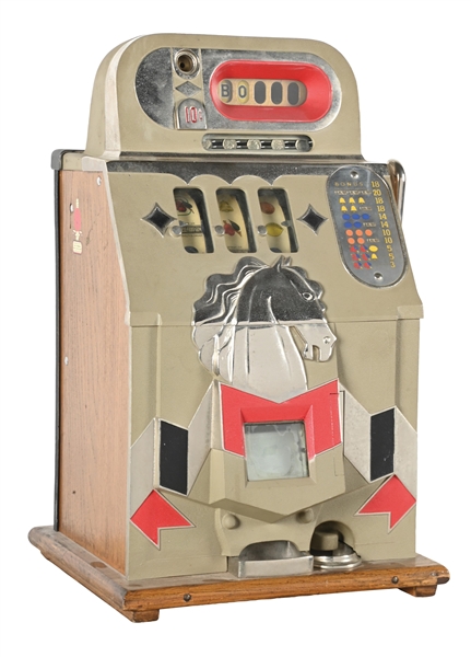 10¢ MILLS NOVELTY CO. HORSE HAED BONUS SLOT MACHINE