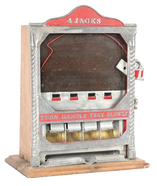 5¢ FIELDS MANUFACTURING 4 JACKS PENNY FLIP SLOT MACHINE