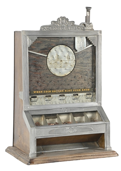 1¢ O.D. JENNINGS ROCK AWAY COIN DROP POCKET SLOT MACHINE