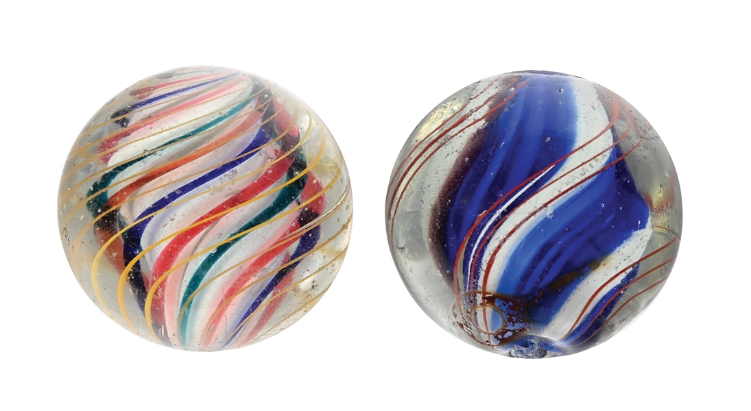 LOT OF 2: SOLID CORE SWIRL MARBLES