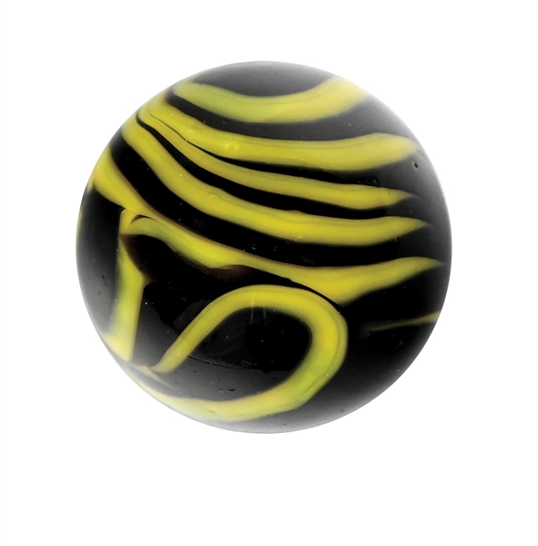 CHRISTENSEN AGATE YELLOW AND BLACK FLAME MARBLE