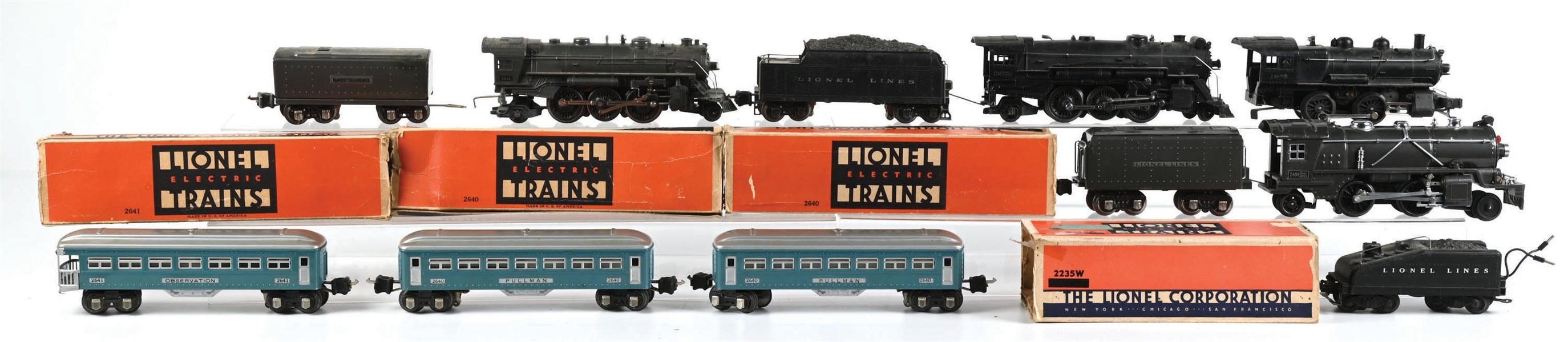 LOT OF 11: GROUPING OF LIONEL PRE-WAR & POST-WAR LOCOMOTIVES & PASSENGER CARS