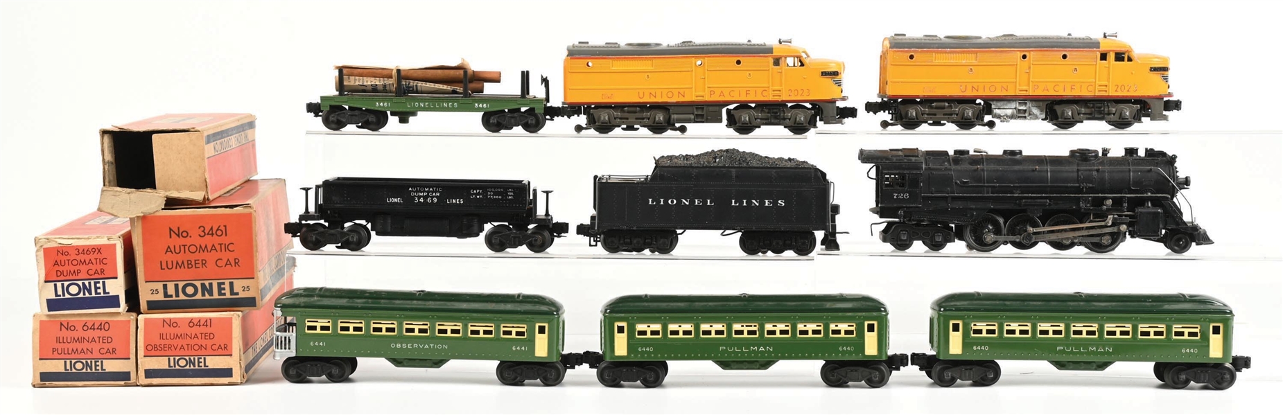 LOT OF 9: 1945-1950 LIONEL TRAINS